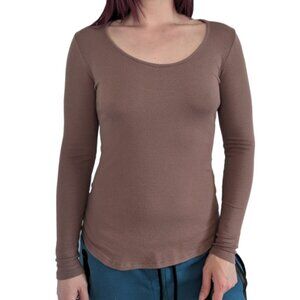 Amour Vert Itana Long Sleeve Top Dream Rib Brown | XS